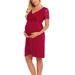 Avamo Womens Short Sleeve Pregnant Maternity Nursing Casual V Neck Mini Dress for Breastfeeding