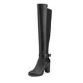 DREAM PAIRS Womens Fashion Over The Knee Boots Zip High Heel Thigh High Boots DEEANNE-1 BLACK/PU Size 8.5