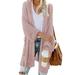 Women's Casual Open Front Sweater Cardigans Long Sleeve Loose Fit Soft Knit Cardigan Sweater Outerwear Plush Sweater Coat -- PINK