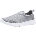 CAMEL MC100 Men's Walking Shoes Mesh Sneakers Breathable Slip On Loafer Lightweight Casual Shoes for Summer, Grey Size 12