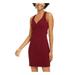 B DARLIN Womens Burgundy Zippered Sleeveless V Neck Short Sheath Cocktail Dress Size 7\8