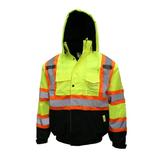 New York Hi-Viz Workwear WJX7012 Men's ANSI Class 3 High Visibility Bomber Safety Jacket with X Pattern, Waterproof (Medium, Lime)