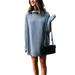 Avamo Women Long Sleeve Turtleneck Knitwear Dress Jersey Tunic Casual Loose Tops Pullover Lounge Wear Female Casual Baggy Pure Jumper Comfy Warm Knitted Sweater