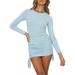 Ma&Baby Women Knit Long Sleeve Drawstring Bodycon Midi Dress Causual Slim Fit Party Club Pencil Sheath Dress