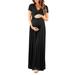 Bellella Maternity Short Sleeve Dress Empire Waist Baby Showers Long Maxi Dress Casual Wear Women Summer Beach V Neck Wrap Dress
