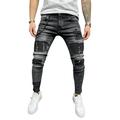 Avamo Mens Casual Slim Fit Skinny Denim Jeans Boys Biker Ripped Black Jeans Distressed Frayed Hip Hop Pants Trouser up to Size 3XL