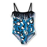 Azul Little Girls Blue Black Fringe Yubba Dubba Doo One Piece Swimsuit