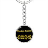 Dog Mom Gift Tibetan Terrier Mama Circle Keychain Stainless Steel or 18k Gold