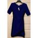 CRAVE FAME Womens Blue Short Sleeve V Neck Short Sheath Cocktail Dress Size M