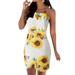 Sexy Dance Womens Floral Beach Sundress Summer Halter Dress Beachwear Boho Mini Dress