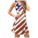 Toyfunny Women's Print American Flag Sexy Sleeveless Mini Dress Casual dress