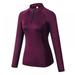 Women Autumn Zipper Long Sleeve Sports Fitness Yoga Training Quick-Drying Clothes T-Shirt Tops Red 2XL Size