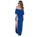 Womens Off The Shoulder Ruffle Party Dresses Side Split Beach Maxi Dress