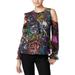 Guess Womens Gloria Cold Shoulder Floral Print Pullover Top