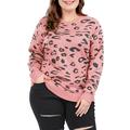 Women's Plus Size Leopard Knit Sweater Pink (Size 2X)