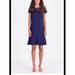 RALPH LAUREN Womens Navy Lace Zippered Solid Cap Sleeve Illusion Neckline Above The Knee Fit + Flare Wear To Work Dress Size 8P