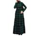 ZANZEA Women Muslim Grid Printed Crew Neck Casual Patchwork Long Shirt Dress