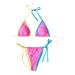 FOCUSNORM Women Halter Bikini Triangle Cup Lace Up Tankini Sets Swimsuits