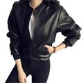 Shengshi Female New Design Spring Autumn PU Leather Jacket Faux Soft Jacket Slim Black Rivet Zipper Motorcycle Black Jackets