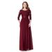 Ever-Pretty Women's Winter Dress with Sleeve Empire Waist Plus Size Evening Dresses for Women 07412 Burgundy US24