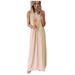 Women Solid Color Ankle-Length Dress Round-neck Dress Sleeveless Dress