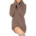 Eyicmarn Women's Turtleneck Ribbed Long Sleeve Knitted Sweater Dress Pullover Solid Color Mid-Length Dress