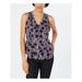 MAISON JULES Womens Navy Floral Sleeveless V Neck Top Size M