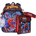 Spiderman Boys Backpack 5 Piece set with Lunch Box Water Bottle Pencil Case and Hook Clip 16"