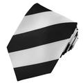 Jacob Alexander Men's 1-Inch Stripes School College Extra Long Neck Tie - Silver Black