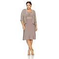 R&M Richards Women's Plus Two Piece Lace Ruffle Front Jacket Dress