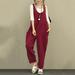 Women Summer Cotton Linen Rompers Jumpsuits Vintage Sleeveless Backless Overalls Strapless Plus Size Playsuit