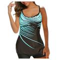 Yiwula Women Tankini Large Digital Print Hot Spring Beach Resort Split Swimsuit Set Swimsuit for women
