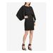 DKNY Womens Black Chiffon Cape Kimono Sleeve Jewel Neck Above The Knee Sheath Cocktail Dress Size: 8