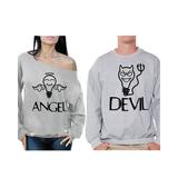 Awkward Styles Couple Sweatshirts Angel and Devil Funny Matching Couple Sweaters Angel Off the Shoulder Sweatshirt for Women Devil Sweater for Men Valentines Day Boyfriend Gifts Girlfriend Gifts