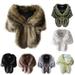 SUPERHOMUSE Women Artificial Wool Fox Fur Shawl Autumn Winter Faux Fur Shawl Thick Shawl Cloak