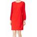 Womens Shift Dress Pleated Sleeve Solid Scoop Neck 2