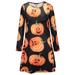 UKAP Casual Halloween Mini Dress for Women Long Sleeve Tunic Tops Shirt Dress Long Sleeve Short Dress Party Holiday