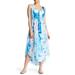 La Moda Women's Sheer Ocean Print Beach Cover Up Dress Lounge Dresses