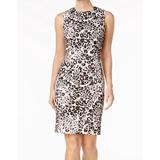 Calvin Klein NEW Black Leopard-Print Women's 10P Petite Sheath Dress