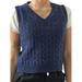 Listenwind Women Sleeveless Sweaters Vest Tank Knitted Crop Tops Outerwear Navy Blue