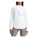 RALPH LAUREN Womens White Ruffled Long Sleeve Mandarin Collar Button Up Top Size SP