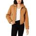 Collection B Juniors' Faux-Fur Teddy Bomber Jacket Camel Size Extra Small