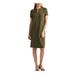 RALPH LAUREN Womens Green Cap Sleeve Above The Knee Shift Dress Size M