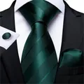 DiBanGu – cravate à rayures pour hommes boutons de manchette Hanky ensemble de cravate en soie