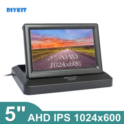 DIYKIT – moniteur de voiture pliable avec écran de 5 pouces 1024x600 px IPS AHD caméra de recul