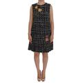 Dolce & Gabbana Gray Wool Short Crystal Teddy Bear Dress