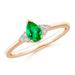 May Birthstone Ring - Pear Emerald Solitaire Ring with Trio Diamond Accents in 14K Rose Gold (6x4mm Emerald) - SR1122ED-RG-AAA-6x4-3.5