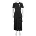 Burberry Crystal Brooch Detail Tiered Jersey Dress In Black