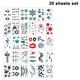 30 Sheets Set Waterproof Temporary Tattoos Fake Arm Tattoos Body Art Small Tattoo Stickers Tattoos for Men Women Arms Shoulder Chest