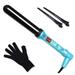 Le Angelique 1.25 Inch Large Barrel Ceramic Curling Wand for Long Hair & Big Beach Waves Curls - 32 mm Thick Wide Curler Iron with Glove And 2 Clips | 450F Instant Heat | Dual Voltage - Tiffany Blue